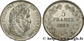 LOUIS-PHILIPPE I
Type : 5 francs IIe type Domard 
Date : 1835 
Mint name / Town : Lyon 
Quantity minted : 1083509 
Metal : silver 
Millesimal fineness...