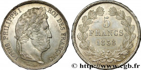 LOUIS-PHILIPPE I
Type : 5 francs IIe type Domard 
Date : 1838 
Mint name / Town : Marseille 
Quantity minted : 2062160 
Metal : silver 
Millesimal fin...