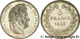 LOUIS-PHILIPPE I
Type : 5 francs IIe type Domard 
Date : 1843 
Mint name / Town : Paris 
Quantity minted : 1837598 
Metal : silver 
Millesimal finenes...