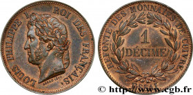 LOUIS-PHILIPPE I
Type : Essai de 1 décime en cuivre, poids léger 
Date : 1840 
Mint name / Town : Paris 
Metal : copper 
Diameter : 31  mm
Orientation...