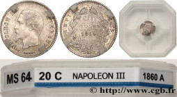 SECOND EMPIRE
Type : 20 centimes Napoléon III, tête nue 
Date : 1860 
Mint name / Town : Paris 
Quantity minted : 6.422.141 
Metal : silver 
Diameter ...