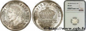 SECOND EMPIRE
Type : 20 centimes Napoléon III, tête laurée, grand module 
Date : 1867 
Mint name / Town : Strasbourg 
Quantity minted : 3.114.264 
Met...