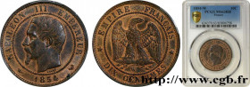 SECOND EMPIRE
Type : Dix centimes Napoléon III, tête nue 
Date : 1854 
Mint name / Town : Lille 
Quantity minted : 8193570 
Metal : bronze 
Diameter :...