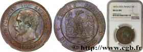 SECOND EMPIRE
Type : Dix centimes Napoléon III, tête nue 
Date : 1855 
Mint name / Town : Paris 
Quantity minted : 5394991 
Metal : bronze 
Diameter :...