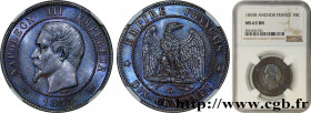 SECOND EMPIRE
Type : Dix centimes Napoléon III, tête nue 
Date : 1855 
Mint name / Town : Rouen 
Quantity minted : 7803578 
Metal : bronze 
Diameter :...