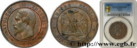 SECOND EMPIRE
Type : Dix centimes Napoléon III, tête nue 
Date : 1855 
Mint name / Town : Lyon 
Quantity minted : 8332994 
Metal : bronze 
Diameter : ...
