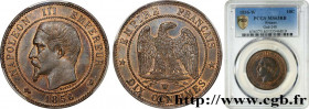 SECOND EMPIRE
Type : Dix centimes Napoléon III, tête nue 
Date : 1856 
Mint name / Town : Lille 
Quantity minted : 11258673 
Metal : bronze 
Diameter ...