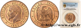 SECOND EMPIRE
Type : Dix centimes Napoléon III, tête laurée 
Date : 1862 
Mint name / Town : Paris 
Quantity minted : 5463211 
Metal : bronze 
Diamete...