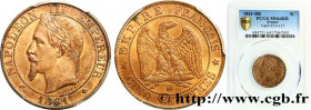 SECOND EMPIRE
Type : Cinq centimes Napoléon III, tête laurée 
Date : 1861 
Mint name / Town : Strasbourg 
Quantity minted : 7123913 
Metal : bronze 
D...
