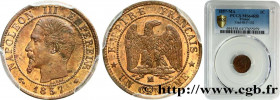 SECOND EMPIRE
Type : Un centime Napoléon III, tête nue 
Date : 1857 
Mint name / Town : Marseille 
Quantity minted : 1499790 
Metal : bronze 
Diameter...