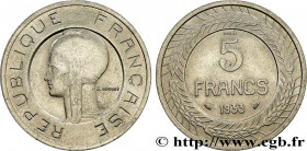III REPUBLIC
Type : Concours de 5 francs, essai de Cochet en nickel 
Date : 1933 
Mint name / Town : Paris 
Quantity minted : --- 
Metal : nickel 
Dia...