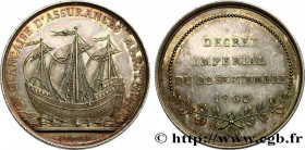 INSURANCES
Type : Médaille, Compagnie d’assurances maritimes 
Date : 1862 
Metal : silver 
Diameter : 45  mm
Weight : 40,52  g.
Edge : lisse + abeille...