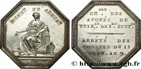 LAW AND LEGAL
Type : CHAMBRE DES AVOUES DU TRIBUNAL DE PREMIERE INSTANCE 
Date : 1801 
Metal : silver 
Diameter : 32  mm
Orientation dies : 12  h.
Wei...