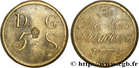 ENGLAND - COIN WEIGHT
Type : Poids monétaire pour la guinée 
Date : 1775 
Metal : brass 
Diameter : 20  mm
Orientation dies : 12  h.
Weight : 8,30  g....