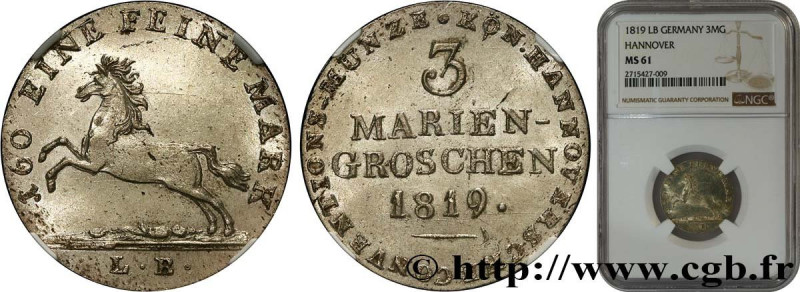 GERMANY - HANOVER
Type : 3 Mariengroschen 
Date : 1819 
Metal : billon 
Diameter...