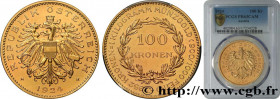 AUSTRIA - REPUBLIC
Type : 100 Kronen 
Date : 1924 
Mint name / Town : Vienne 
Quantity minted : 2851 
Metal : gold 
Millesimal fineness : 900  ‰
Diame...