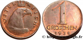 AUSTRIA
Type : 1 Groschen “casquette” 
Date : 1938 
Metal : bronze 
Diameter : 17  mm
Orientation dies : 12  h.
Weight : 1,71  g.
Edge : lisse 
Rarity...