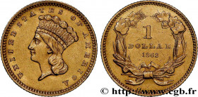 UNITED STATES OF AMERICA
Type : 1 Dollar ”Indian Princess”, tête large 
Date : 1862 
Mint name / Town : Philadelphie 
Quantity minted : 1361355 
Metal...