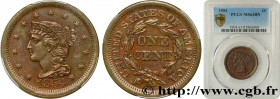 UNITED STATES OF AMERICA
Type : 1 Cent Liberté “Braided Hair” 
Date : 1854 
Mint name / Town : Philadelphie 
Quantity minted : 4236156 
Metal : copper...
