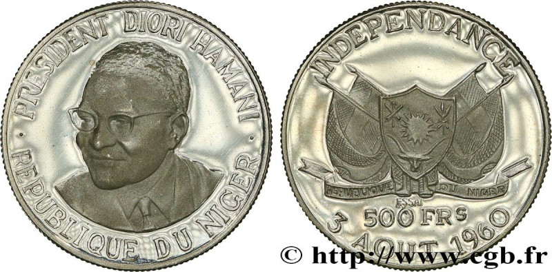 NIGER - REPUBLIC - HAMANI DIORI
Type : Essai de 500 Francs Proof 
Date : 1960 
M...