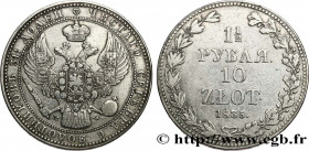 POLAND - KINGDOM OF POLAND - NICHOLAS I
Type : 10 Zlote 1 1/2 Rouble 
Date : 1835 
Mint name / Town : Varsovie 
Quantity minted : 3081 
Metal : silver...