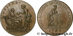 BRITISH TOKENS OR JETTONS
Type : 1/2 Penny Chelsea (Middlesex) 
Date : 1795 
Quantity minted : - 
Metal : copper 
Diameter : 28  mm
Orientation dies :...