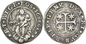 Italie - Gênes
 République - Doges biennaux (1528-1797)
 1/4 de scudo stretto - 1687 GLM.
 TTB à Superbe
 100 / 200