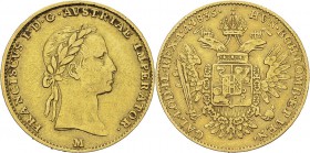 Italie - Lombardie
 François Ier de Habsbourg-Lorraine (1815-1835) 
 1/2 souverain or - 1835 M Milan.
 TTB
 300 / 350