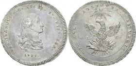 Italie - Sicile 
 Ferdinand III (1759-1816)
 Oncia de 30 tari - 1785 Palerme.
 Magnifique exemplaire de cette monnaie spectaculaire.
 Exemplaire i...