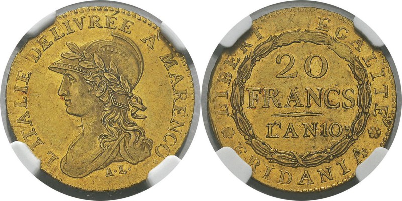 Italie - Piémont
 République subalpine (1800-1802)
 20 francs or - An 10 Turin...