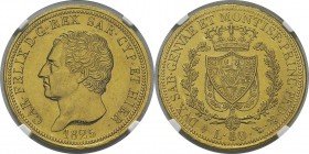 Italie - Sardaigne
 Charles-Félix (1821-1831) 
 80 lires or - 1825 L Turin.
 Exemplaire d’une qualité remarquable. 
 Superbe à FDC - NGC MS 62
 4...