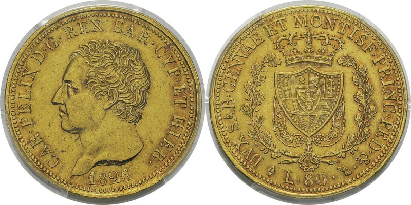 Italie - Sardaigne
 Charles-Félix (1821-1831) 
 80 lires or - 1826 L Turin. 
...