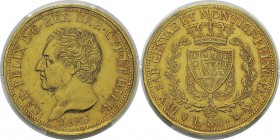 Italie - Sardaigne
 Charles-Félix (1821-1831) 
 80 lires or - 1826 L Turin. 
 Rare dans cette qualité.
 Superbe - PCGS AU 58
 1.200 / 1.400