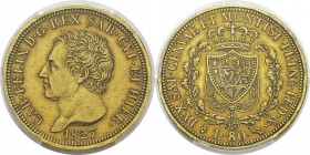Italie - Sardaigne
 Charles-Félix (1821-1831) 
 80 lires or - 1827 L Turin.
 TTB à Superbe - PCGS XF 45
 1.000 / 1.200