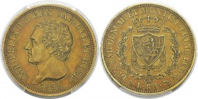 Italie - Sardaigne
 Charles-Félix (1821-1831)
 80 lires or - 1828 L Turin. 
 Rare dans cette qualité.
 Superbe - PCGS AU 53
 1.200 / 1.400