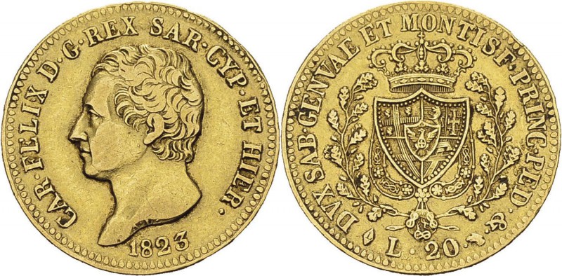 Italie – Sardaigne
 Charles-Félix (1821-1831) 
 20 lires or - 1823 L Turin.
 ...