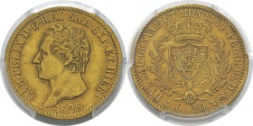 Italie - Sardaigne
 Charles-Félix (1821-1831) 
 20 lires or - 1828 P Turin. 
 Rare.
 Superbe - PCGS AU 50
 400 / 500