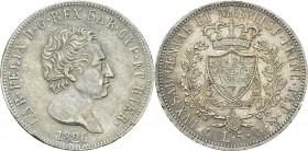 Italie - Sardaigne
 Charles-Félix (1821-1831)
 5 lires - 1826 P Gênes. 
 Superbe
 100 / 200