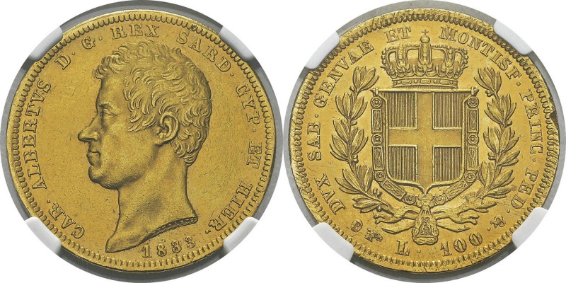 Italie - Sardaigne
 Charles-Albert (1831-1849)
 100 lires or - 1833 P Turin. ...