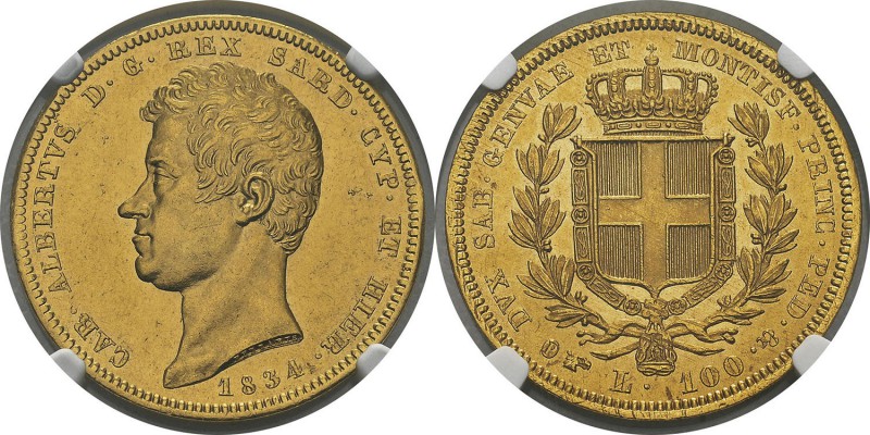 Italie - Sardaigne
 Charles-Albert (1831-1849)
 100 lires or - 1834 P Turin. ...