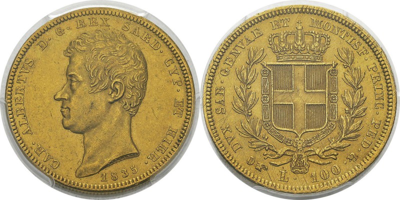 Italie – Sardaigne
 Charles-Albert (1831-1849)
 100 lires or - 1835 P Turin. ...