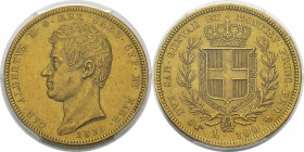 Italie – Sardaigne
 Charles-Albert (1831-1849)
 100 lires or - 1835 P Turin. 
 Rarissime dans cette qualité
 Superbe à FDC - PCGS MS 62
 6.000 / ...