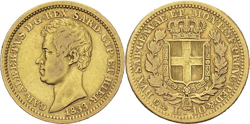 Italie - Sardaigne
 Charles-Albert (1831-1849)
 10 lires or - 1833 P Gênes. 
...