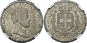 Italie - Sardaigne
 Charles-Albert (1831-1849)
 5 lires - 1833 P Gênes. 
 Rarissime dans cette qualité.
 Exemplaire de la vente Ranieri 4 du 26 oc...
