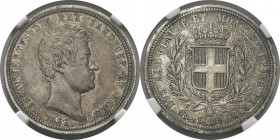 Italie - Sardaigne
 Charles-Albert (1831-1849)
 2 lires - 1833 P Gênes. 
 Rare dans cette qualité.
 Superbe - NGC AU 50
 800 / 1.200