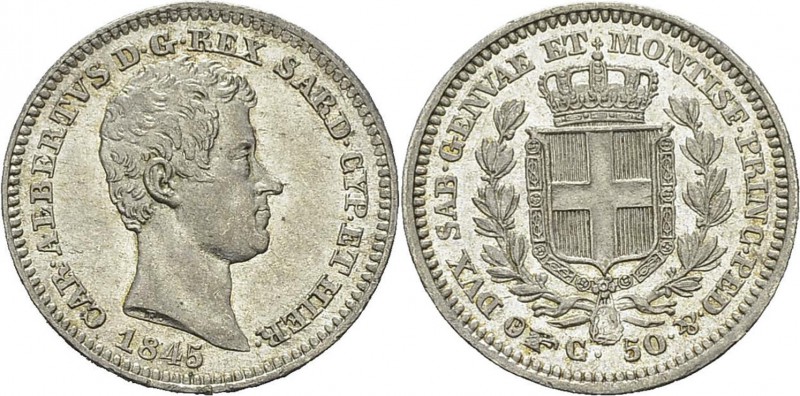Italie - Sardaigne
 Charles-Albert (1831-1849)
 50 centesimi - 1845 P Turin. ...