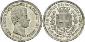 Italie - Sardaigne
 Charles-Albert (1831-1849)
 50 centesimi - 1845 P Turin. 
 Pratiquement FDC
 1.000 / 1.200