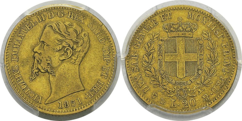 Italie - Sardaigne
 Victor-Emmanuel II (1849-1861) 
 20 lires or - 1851 P Gêne...