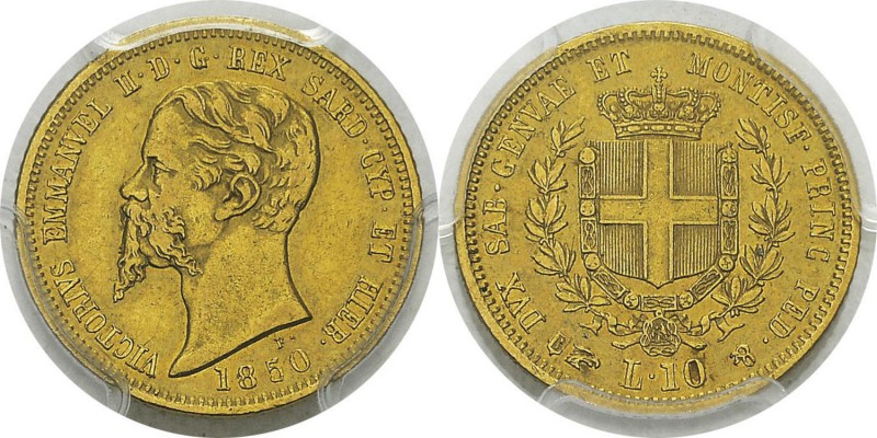 Italie - Sardaigne
 Victor-Emmanuel II (1849-1861) 
 10 lires or - 1850 B Turi...