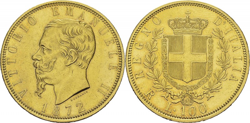 Italie
 Victor-Emmanuel II (1861-1878) 
 100 lires or - 1872 R Rome.
 Rarissi...